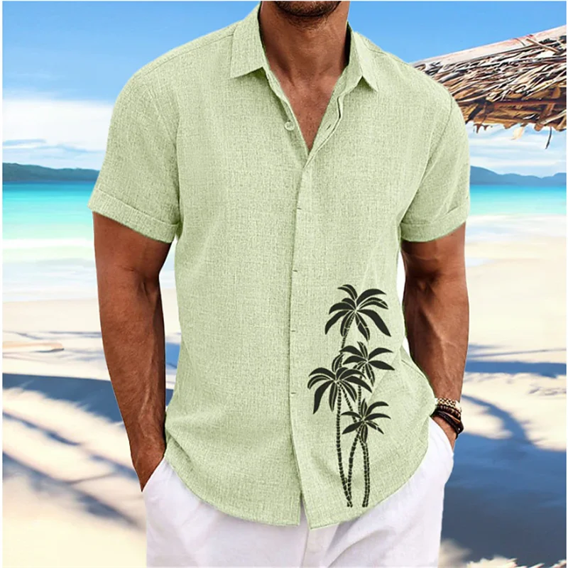 Chemise Hawaïenne à Manches Courtes pour Homme, Vêtement de Styliste, Décontracté, Doux, Imprimé Arbre AMP, Bouton à Revers, à la Mode, Été, 2023