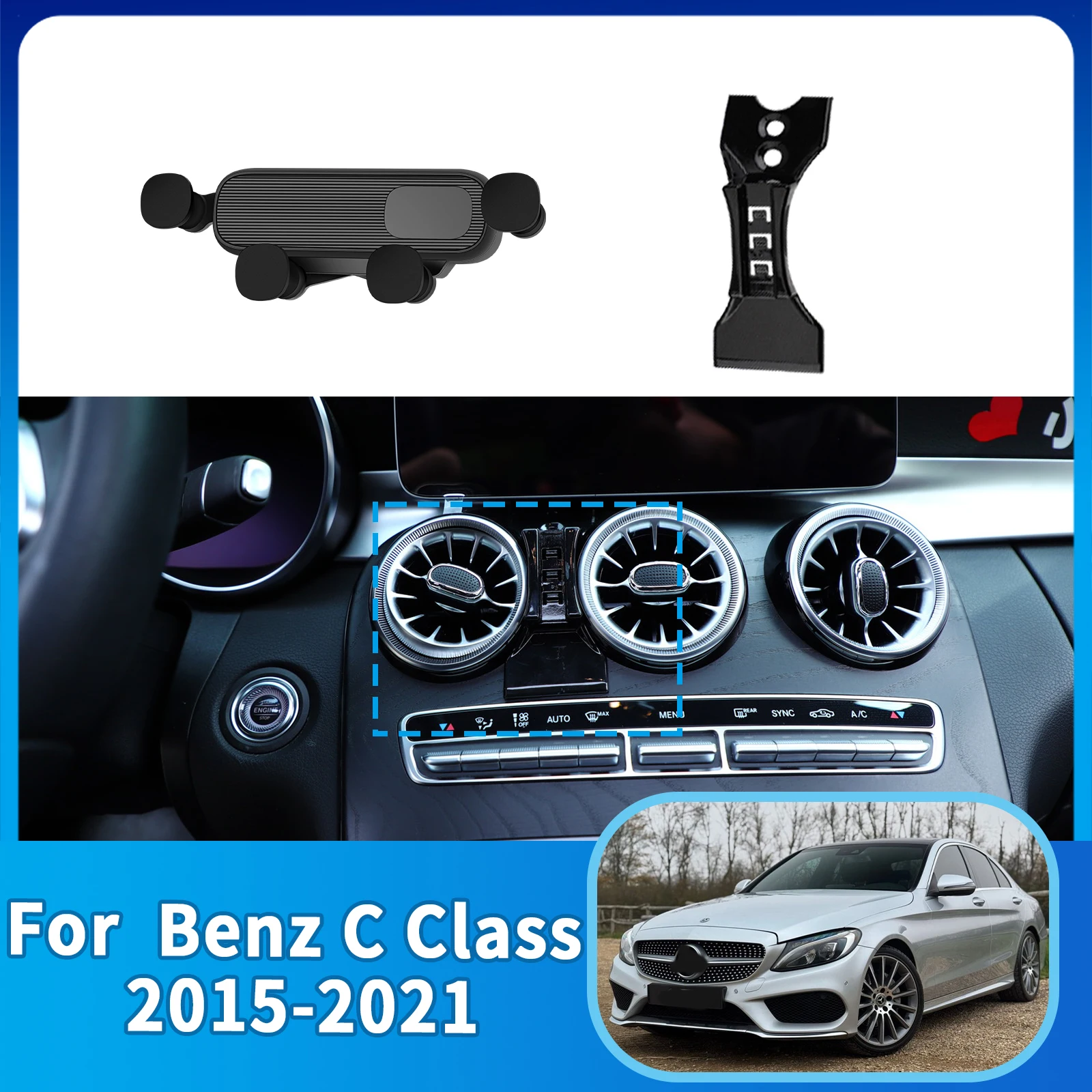 

GPS Bracket Car Mobile Phone Holder for Benz C Class W205 2015 2016 2017 2018 2019 2020 2021 Navigation Stand Auto Accessories