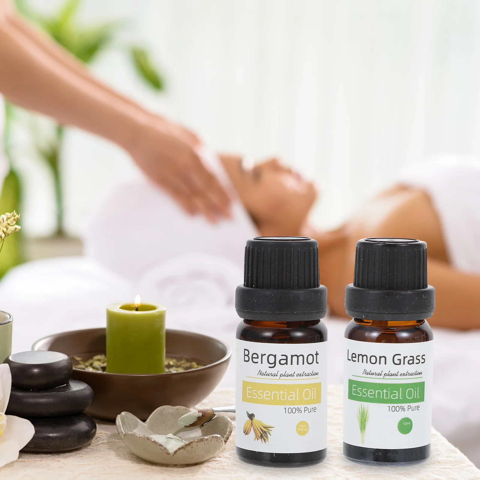 

6 Bottles 10Ml Natural Essential Set Lavender Peppermint Tea Tree Lemongrass Travel Kit Aromatherapy