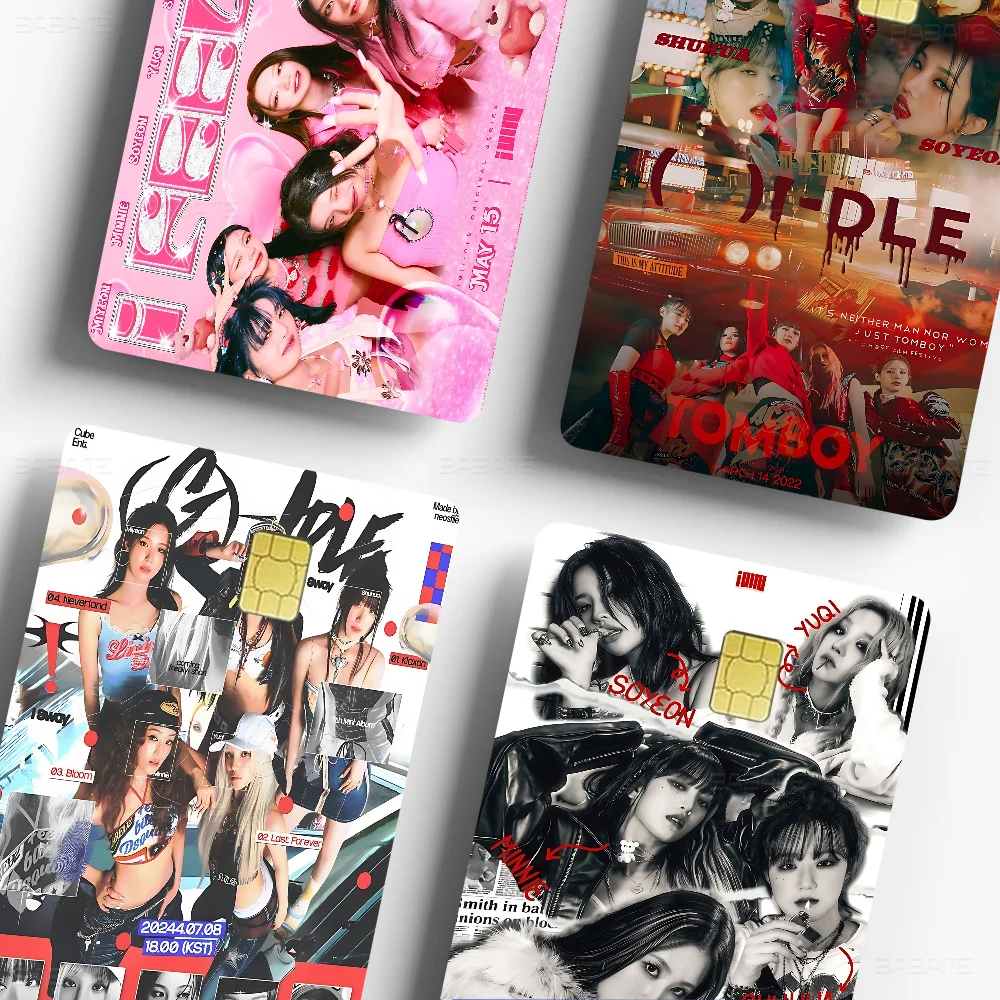 Kpop Girls G-GIDLE (G)I-DLE Game Anime Sticker Film Skin Cover Case For Small Large No Chip Debit Credit Card Front Side