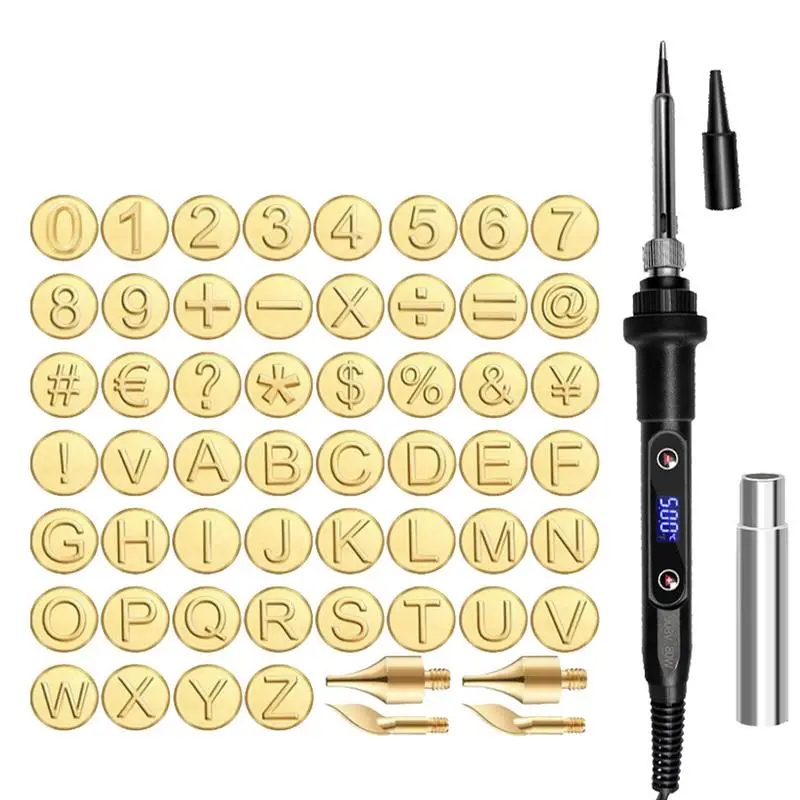 حرق الخشب رسالة طوابع الخشب حرق عدة 56 قطعة نحت مجموعة مع الأبجدية عدد الساخن طوابع أداة قابل للتعديل مع الرقمية