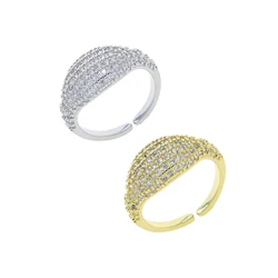 Mini Cute CZ Open Adjust Finger Ring for Women Girl Gold Color Micro Pave White Cubic Zirconia Rings