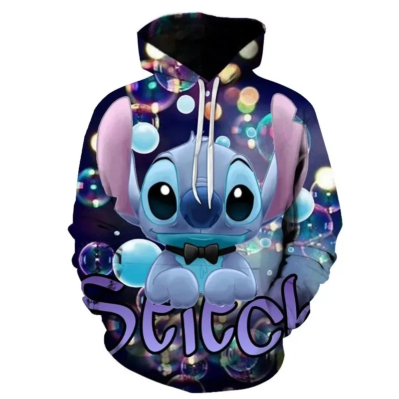 Disney-sudaderas con capucha de Lilo Stitch para hombres y mujeres, sudadera de manga larga, ropa de Cosplay de dibujos animados para padres e