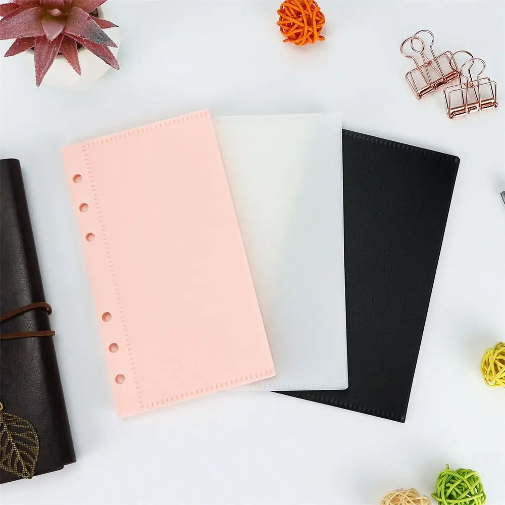 5Pcs A6 Pink Transparen Black Binder Pockets Binder Folders for Notebook Divider Page Waterproof PVC Leaf Document Filing Bag