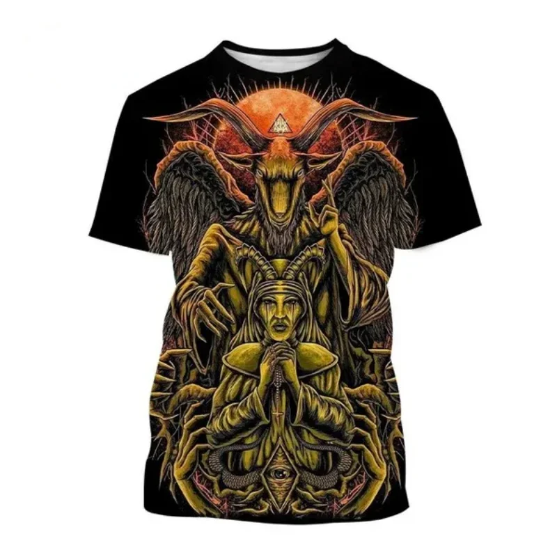 Fashion Men Clothing New Hell Devil Baphomet 3D Print T-shirt Personalized Oversized T Shirt Hip Hop Harajuku Street Unisex Tops