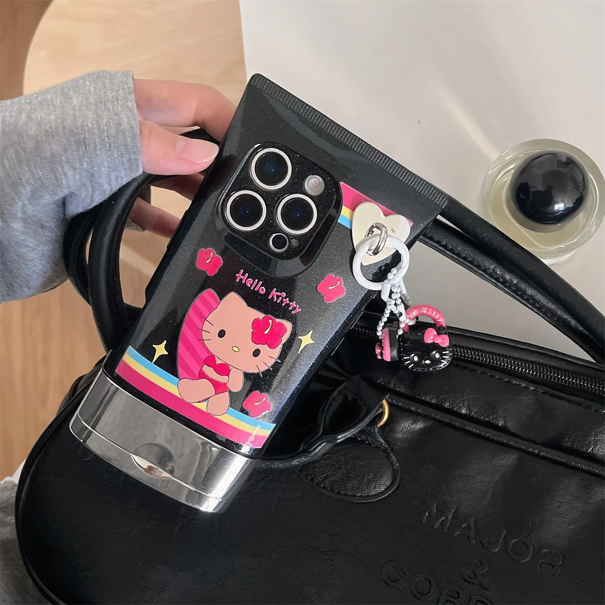 

New Glitter bikini surfing cat Phone Case For iPhone 16 15 14 13 Pro Max fundas iphone 16 case Protective cover iphone 13 case
