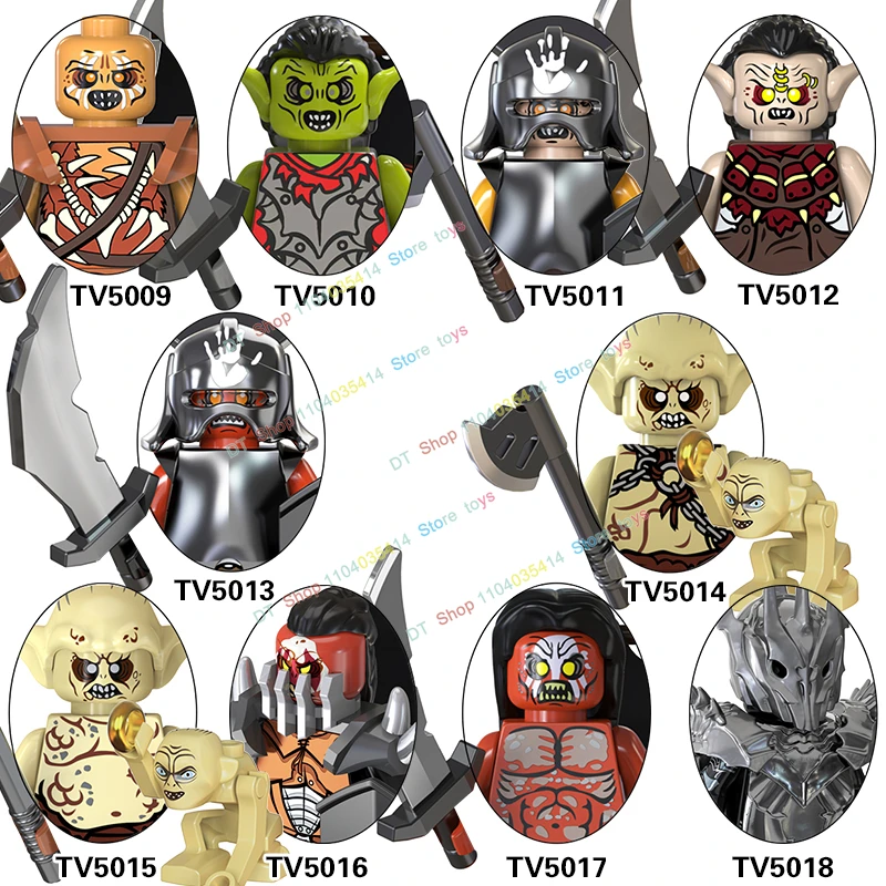 Action Figures Building Blocks para Crianças, Novel Movie Series, Soldados Warrior Orc, Sauron, Azog, Gandalf, Brinquedos Educativos, TV6409-TV6401