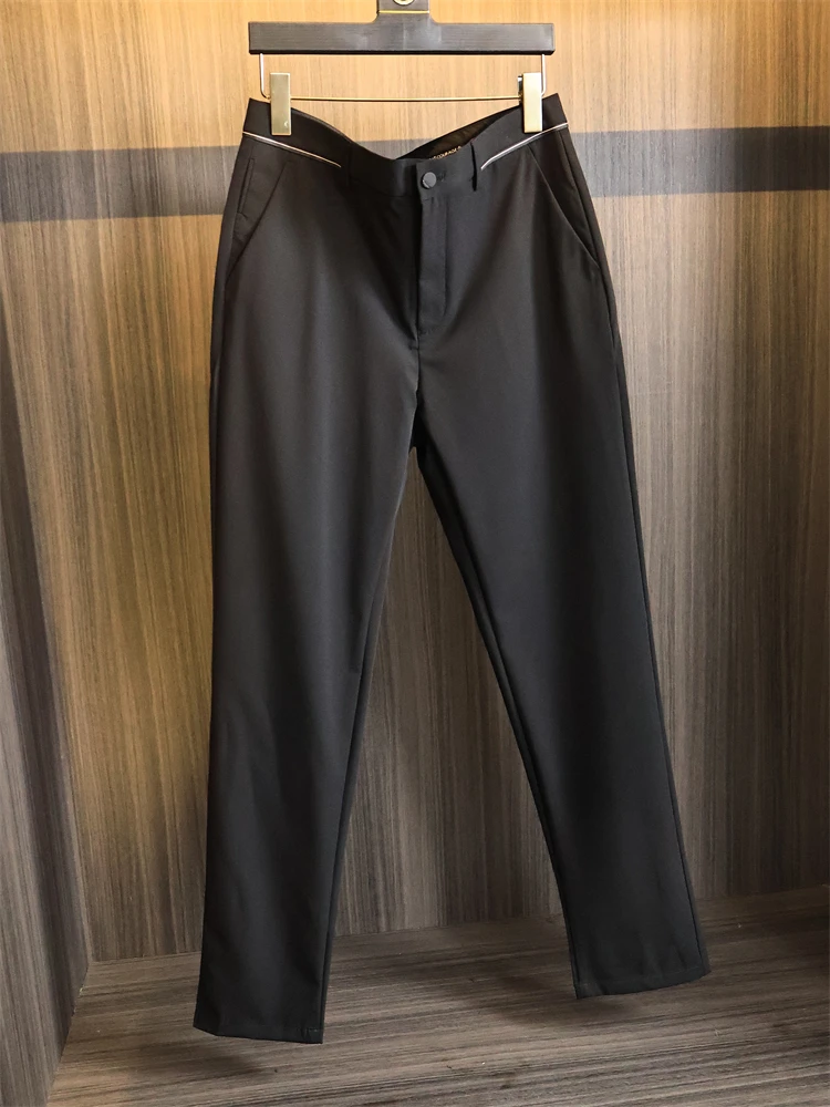 

Глянцевые струящиеся мужские брюки прямого кроя: модные повседневные брюки для весны и лета, легкие, эластичные, для делового и повседневного стиля