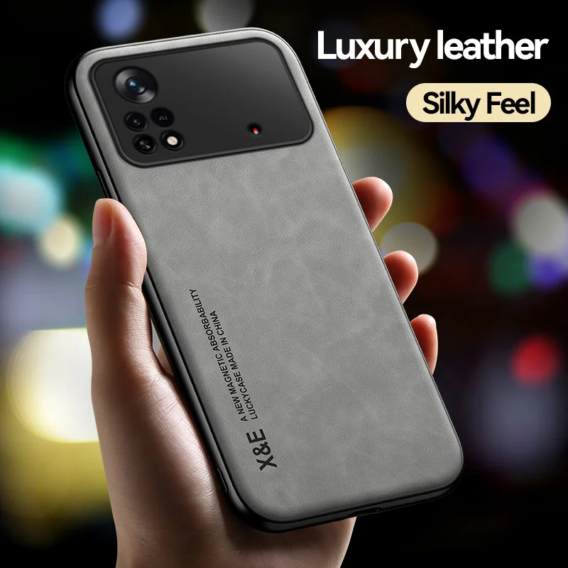 For Xiaomi Poco X4 Pro 5g Case Luxury Soft Leather Phone Cases For Poco X4 X 4 Pro X4pro Pocox4 Pro Magnetic Holder Back Cover