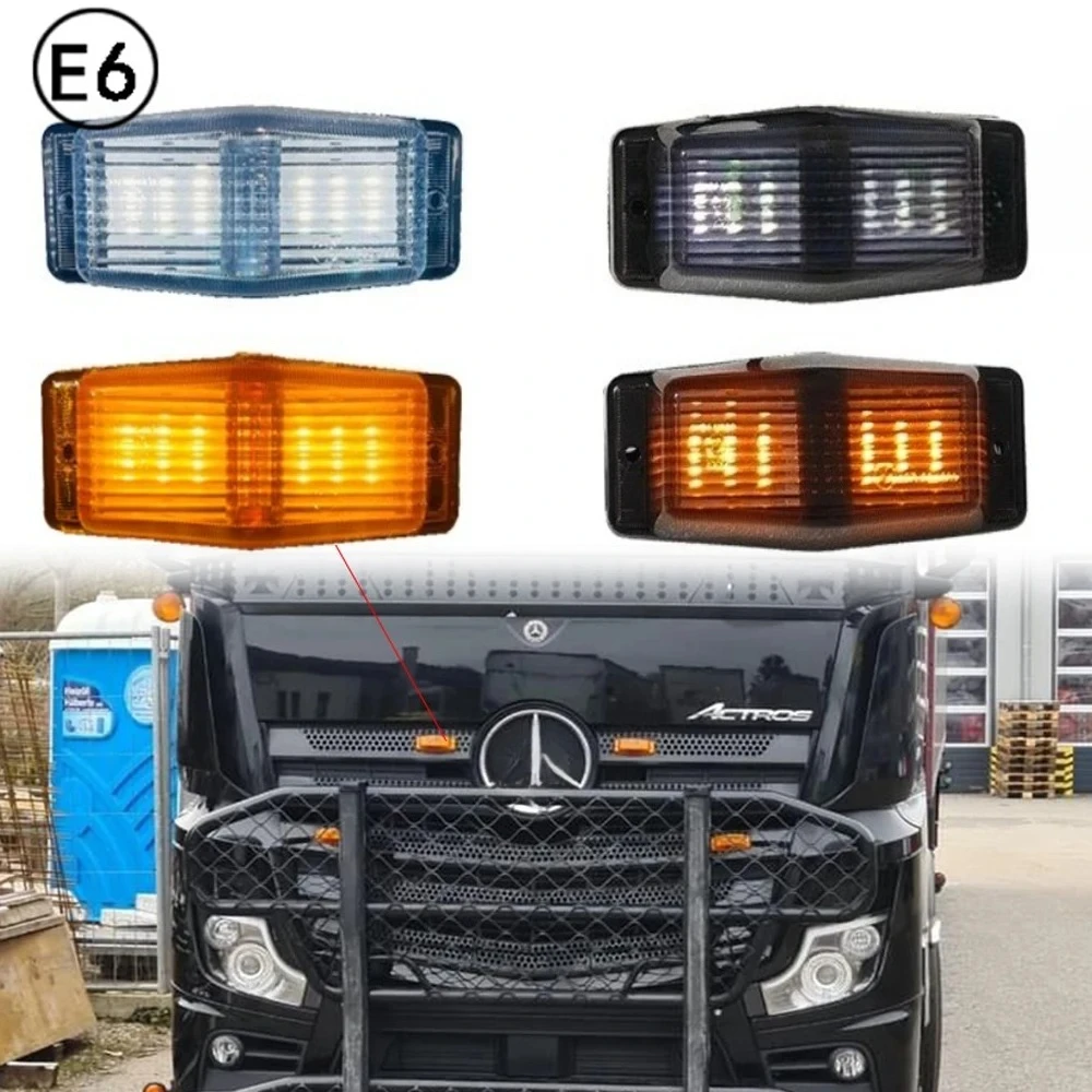 1PC/2PCS 24V LED Marker Light Front Grill Double Burner / Pole Indicator Lamp For Scania Volvo Man Benz Truck Lorry Amber White
