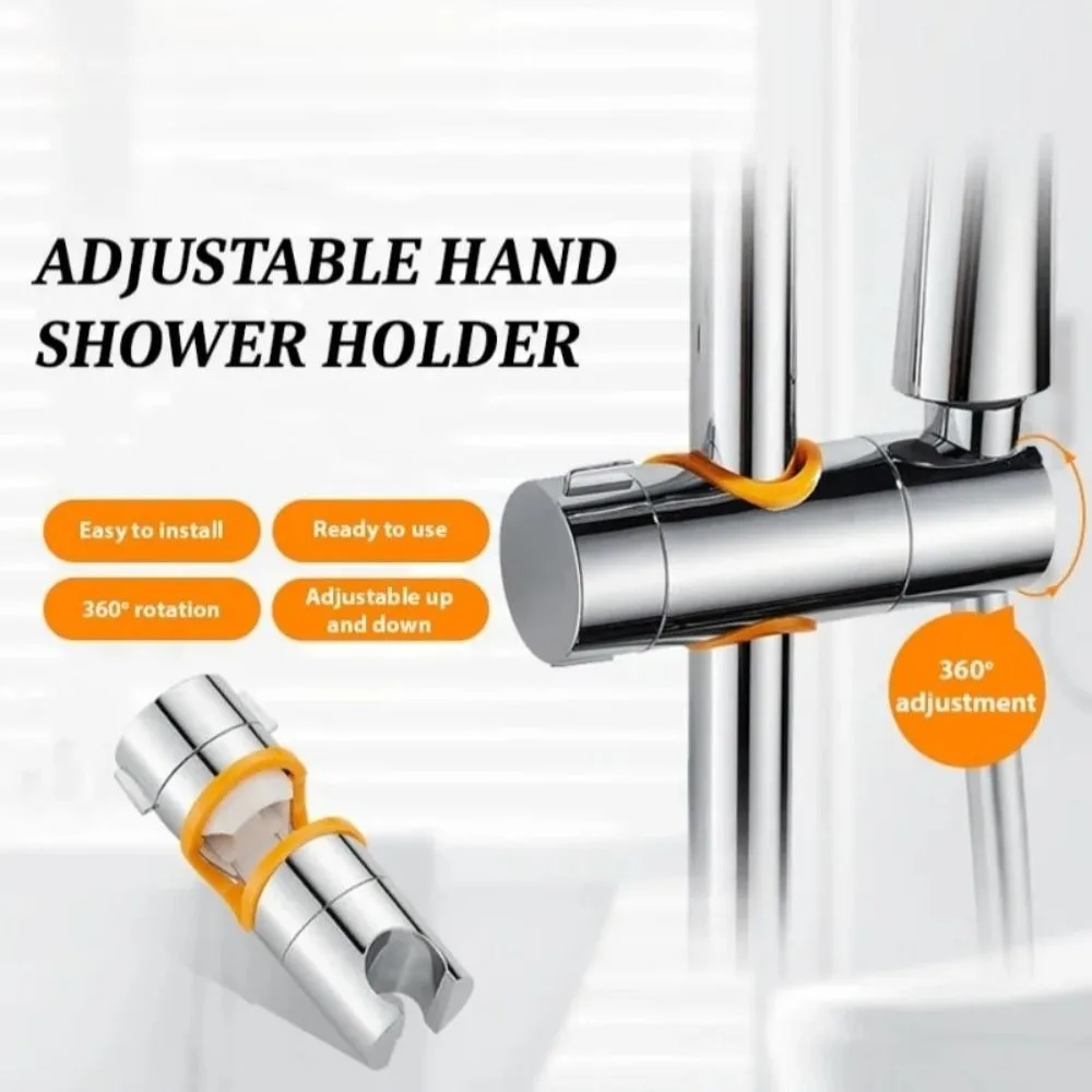 Strong Adhesive Backing Punch-Free Shower Head Bracket Adjustable Angle Design Smooth Edges Handheld Sprayer Holder