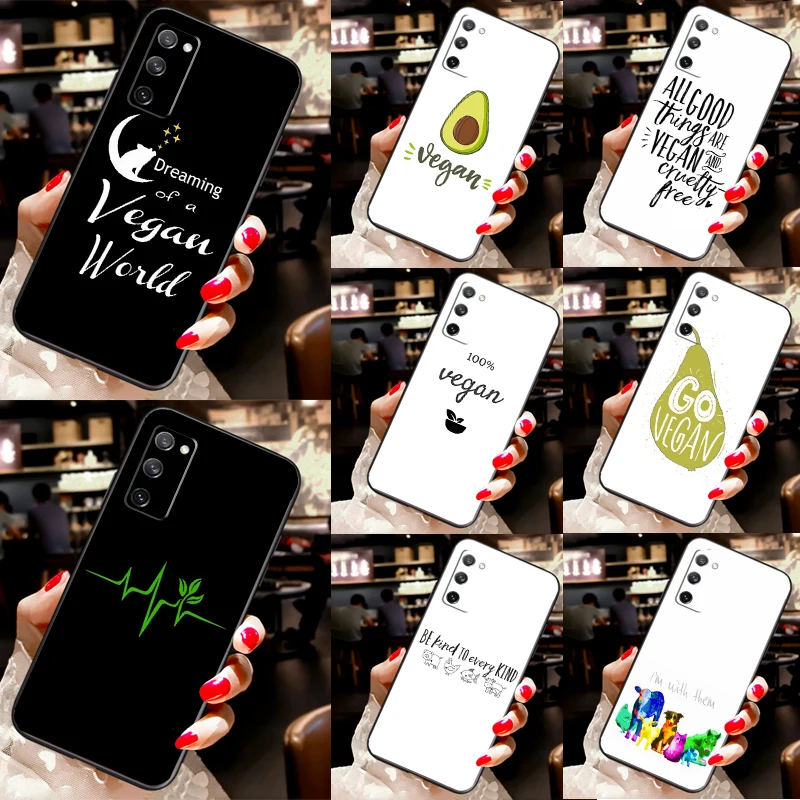 LOVE VEGGIE Vegetarian Quotes FOOD Case For Samsung Galaxy S25 Ultra S23 S20 S21 S22 S24 FE S9 S10 Plus S24 Ultra Phone Cover