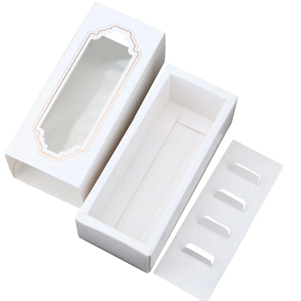 

10pcs Macaron Boxes Paper Food Grade Clear Window 5 Macarons Cupcake Containers Safe Transport Eco Friendly Single Use