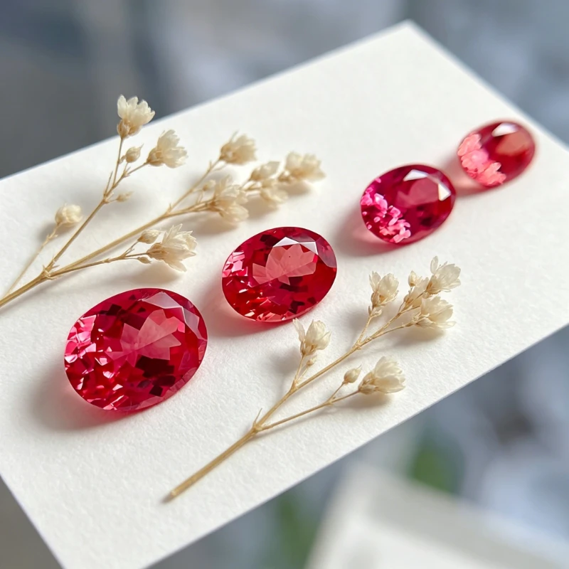 Synthetischer Saphir Feuerlotus-Farbe Padparadscha Ovale Form Zertifizierbar Wählbar Großhandel – Detail 6
