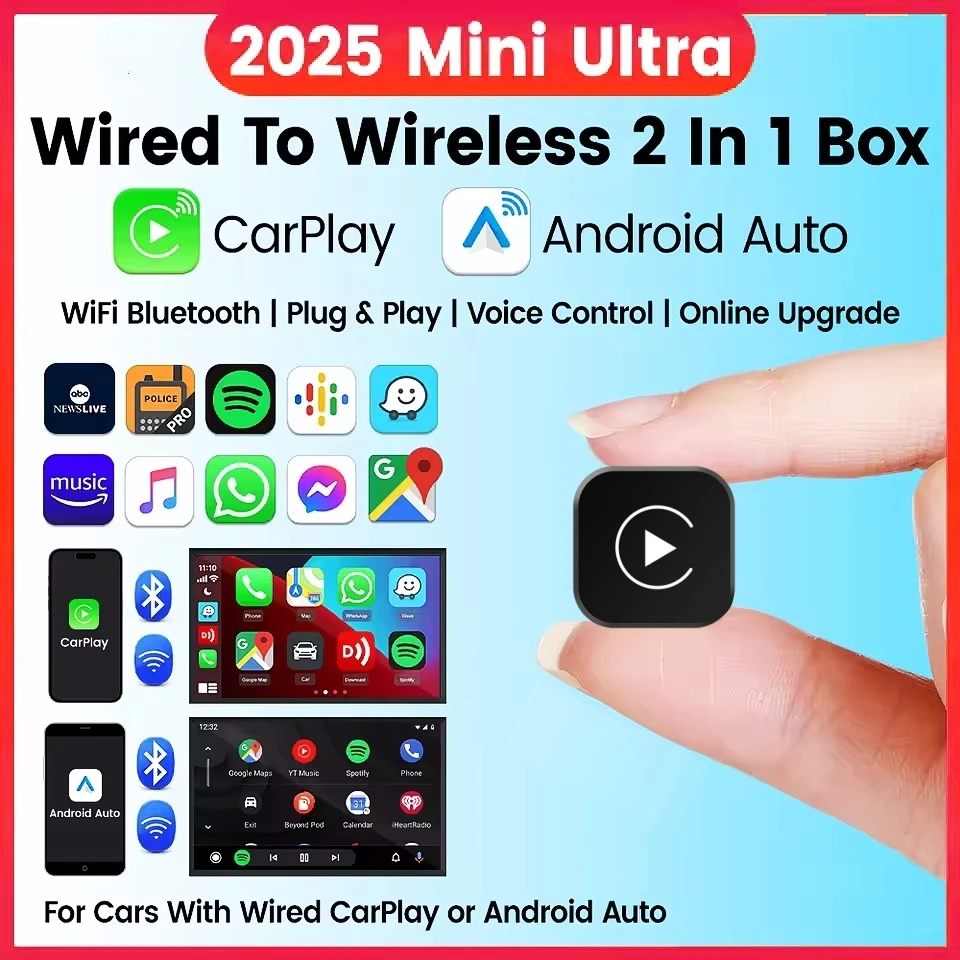 2026 Anyfar 2 in 1 Wireless CarPlay Adapter&Android Auto Wireless Adapter 5Ghz WiFi USB Plug Play CarPlay Wireless