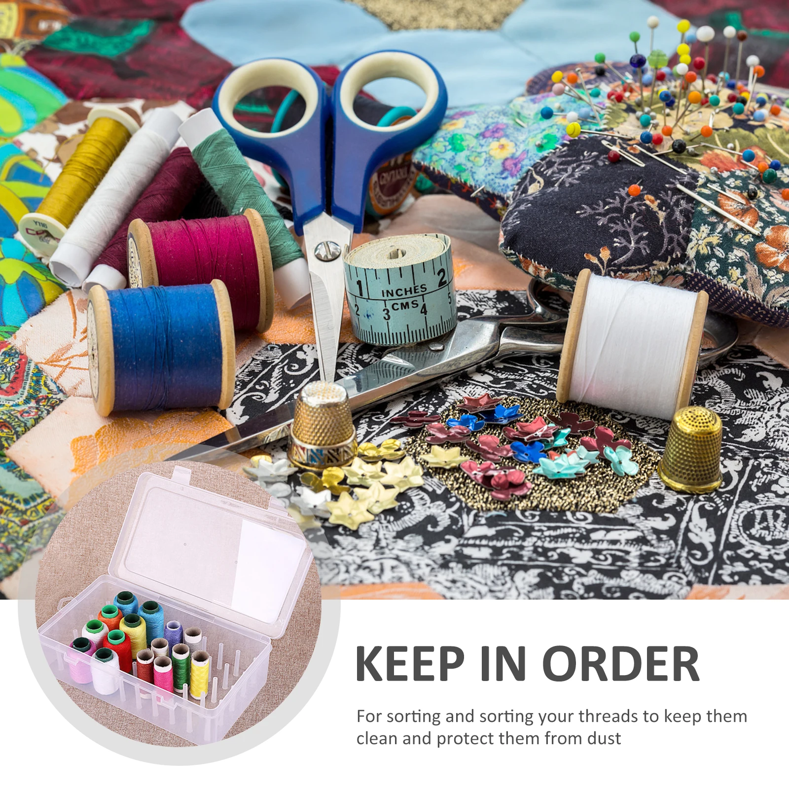 

2pcs Transparent 42-Slot Embroidery Thread Holder Case For Sewing Threads Organizer Storage Box Dustproof Clear Window Plastic