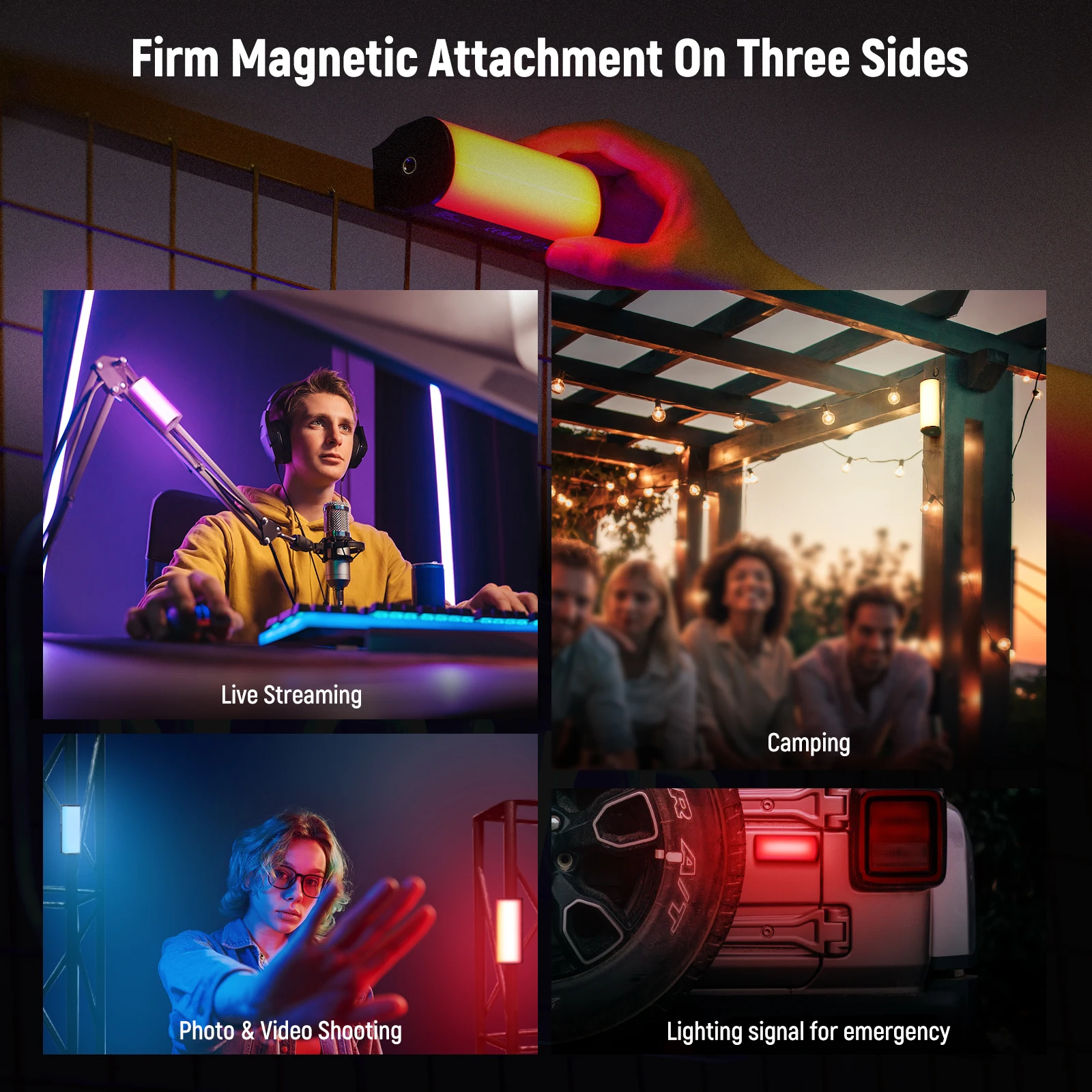 NEEWER Magnetischer Handlichtstab, 360° ° Full RGB Mini LED Video Light Stick mit 2500 mAh wiederaufladbarem Akku, 2500–8500 K – Detail 4