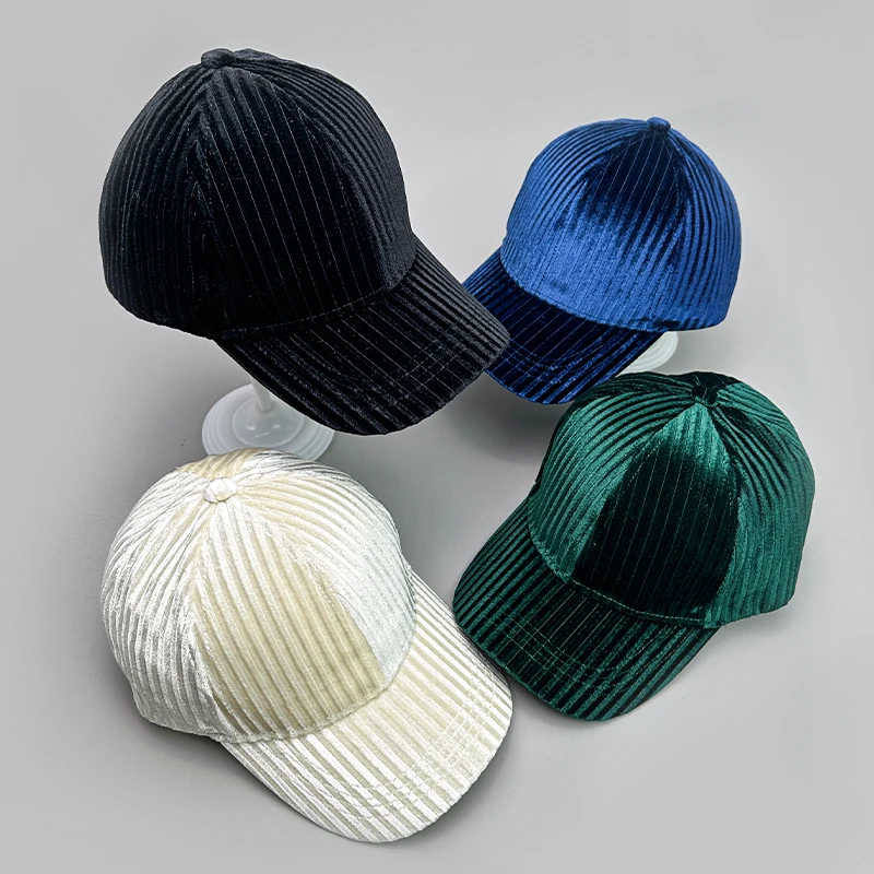 New Corduroy Vertical Stripes Baseball Hats Autumn and Winter Warm Men Women Fashion Outdoor Versatile Sunscreen Snapback Caps