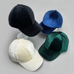 Sombreros de béisbol de rayas verticales de pana para hombres y mujeres, gorras Snapback de protección solar versátiles para exteriores, moda cálida, otoño e invierno, nuevo