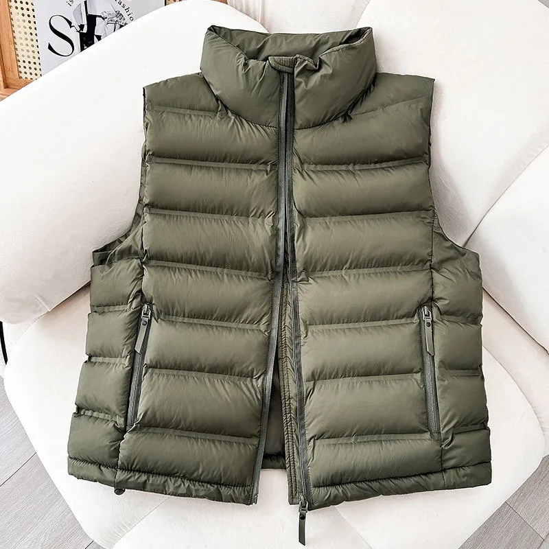 2025 nouveau commerce extérieur automne et hiver vêtements pour femmes col montant sans manches doudoune en coton gilet Petite gilet
