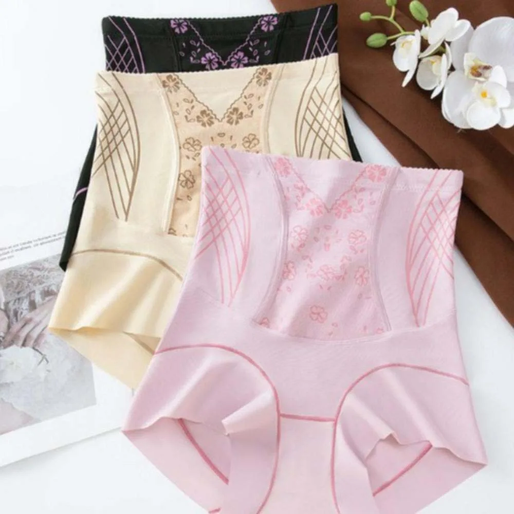 

High Waist Postpartum Body Shaper Floral Leaf Girdle Panties Large Size Floral Briefs Shapewear Seamless Butt Lifter Underpants