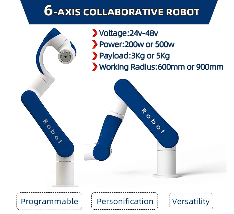24v-48v 200w 500w 6 Axis Industrial Collaborative Robotic Arm 3kg 5kg Payload Cobot Robot Collaborative Robot for Welding
