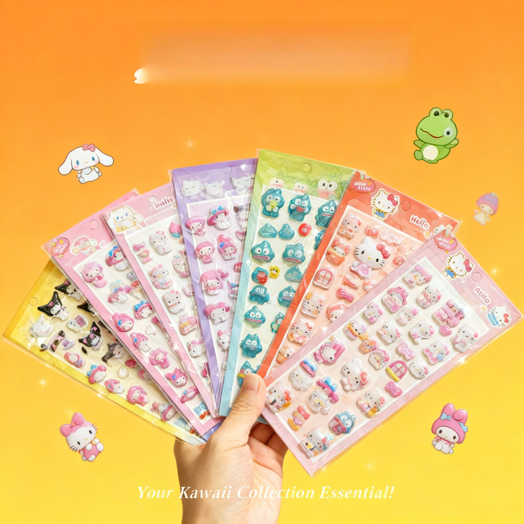 Pegatinas 3D Transparentes de Gelatina, Decorativas, de Anime, Kuromi, Hello Kitty, Hangyodon, Cinnamoroll, 6 Estilos, Juguete DIY para Niños