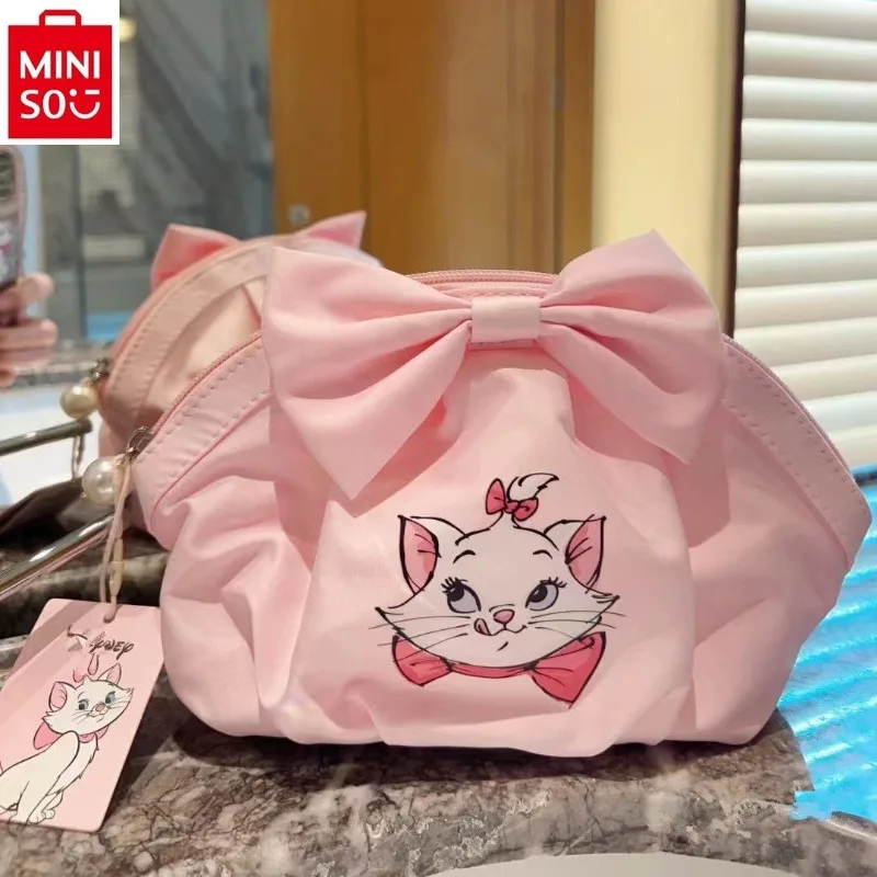 MINISO 2024 new Disney cartoon Mary cat cosmetic bag multifunctional storage portable clutch bag