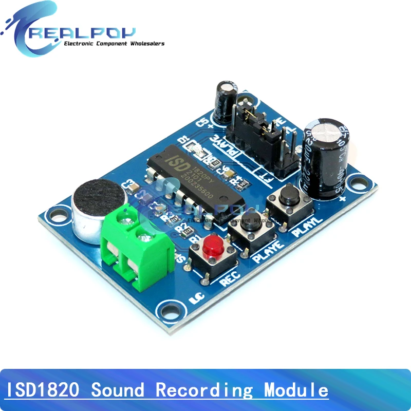 ISD1820 Recording Module voice module the voice board telediphone module board with Microphones + Loudspeaker PCB