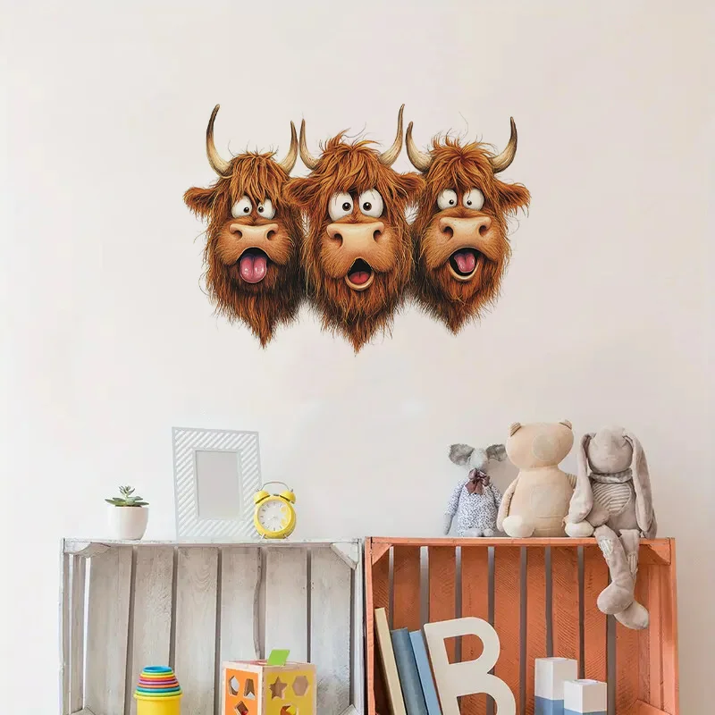 Funny Highland Cows Toilet Stickers, Bright Wall for Home, Cabinet, Door,Decoration, Vinyl Car Decals, Art Wallpaper
