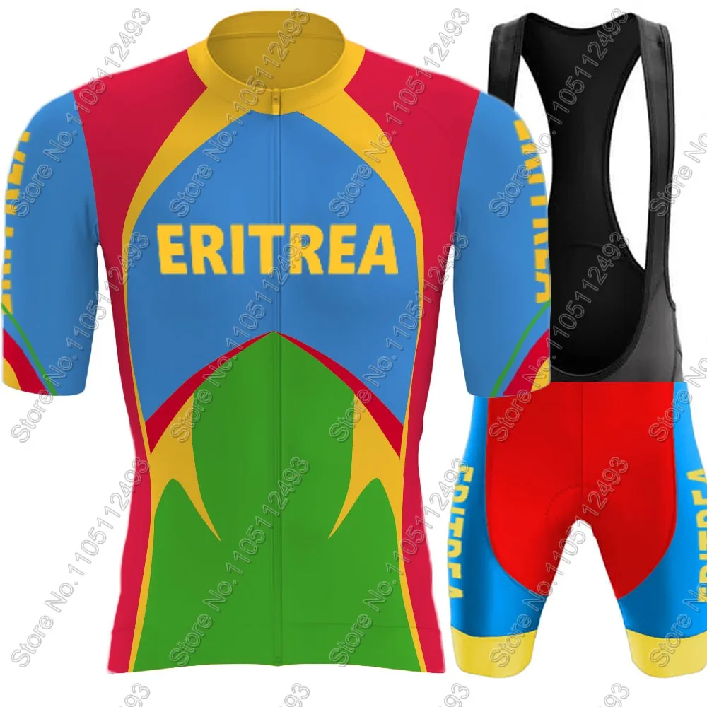 2025 Eritrea National Team Cycling Jersey Set Short Sleeve Red Blue Clothing Road Bike Shirts Suit Bicycle Bib Shorts MTB Ropa view 5