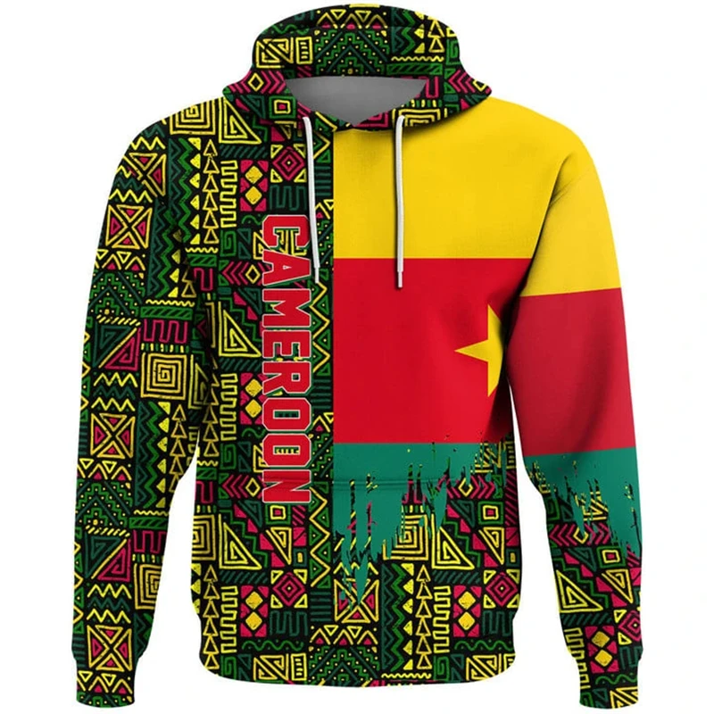 

African Cameroon pattern 3D printed hoodie for men's clothing logo Lion graphic sweatshirt street long sleeve jumper