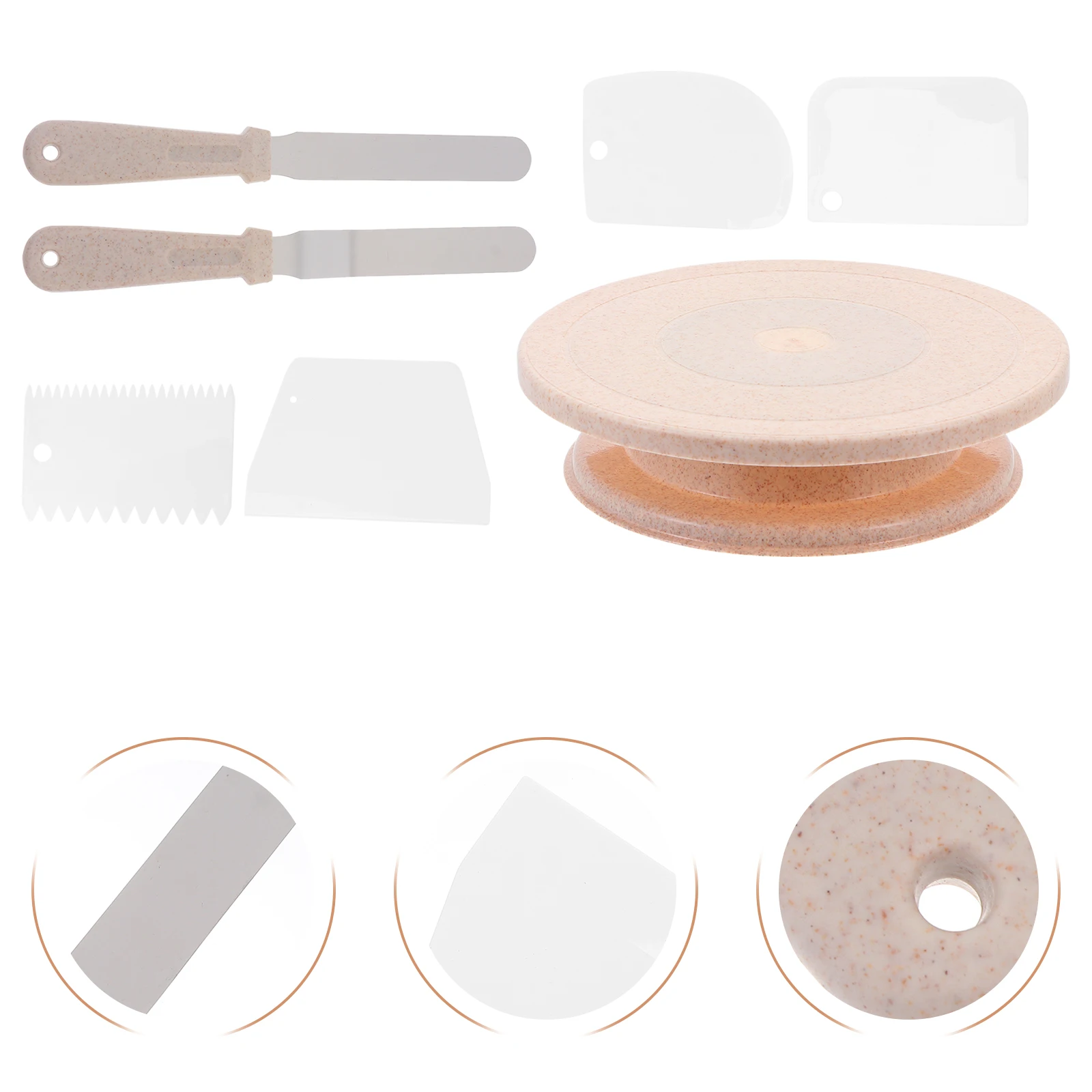 

7pcs Turntable Set High Quality Plastic Rotating Platform Smooth Silent Cake St Supplies Baking Tools Cake Decorating
