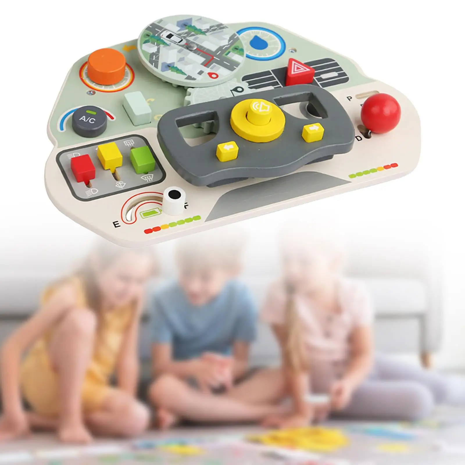 Steering Wheel Toy Early Learning Motor Skills Simulating Scene Travel Toy Busy Board for Home Plane Gifts Activities Preschool