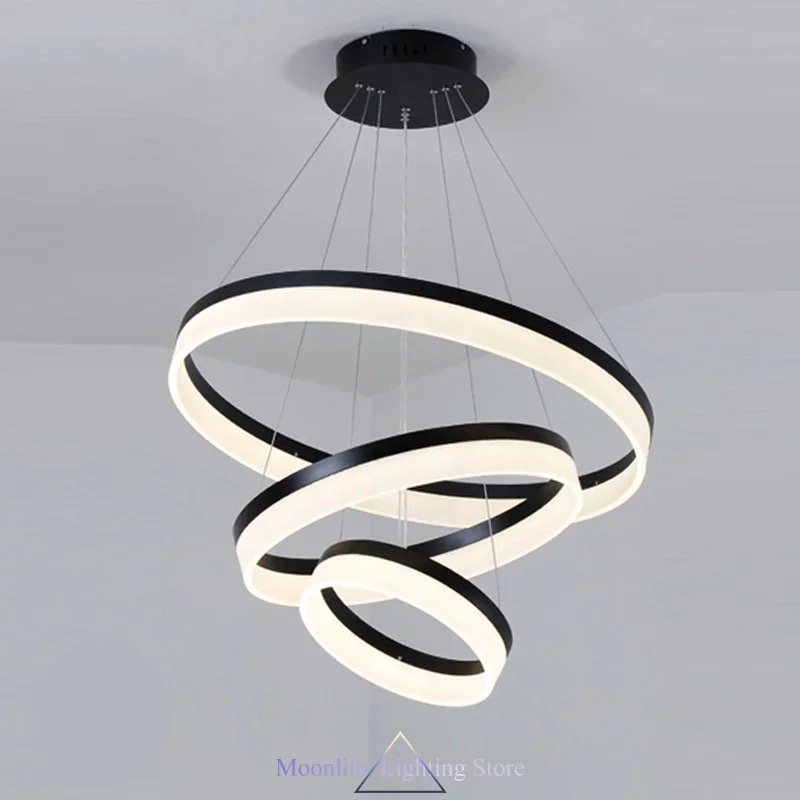 

Modern LED Black Ring Circle Acrylic LED Pendant Foyer Kitchen Dinning Room Hanging Lamp Home Appliance Luminária