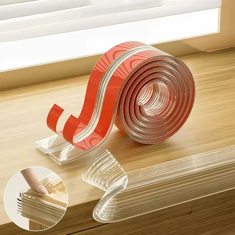 1PC 1m/39.37in Transparent Anti-collision Strip Table Edge Protection Strip Furniture Corner Protection Bumper Tape