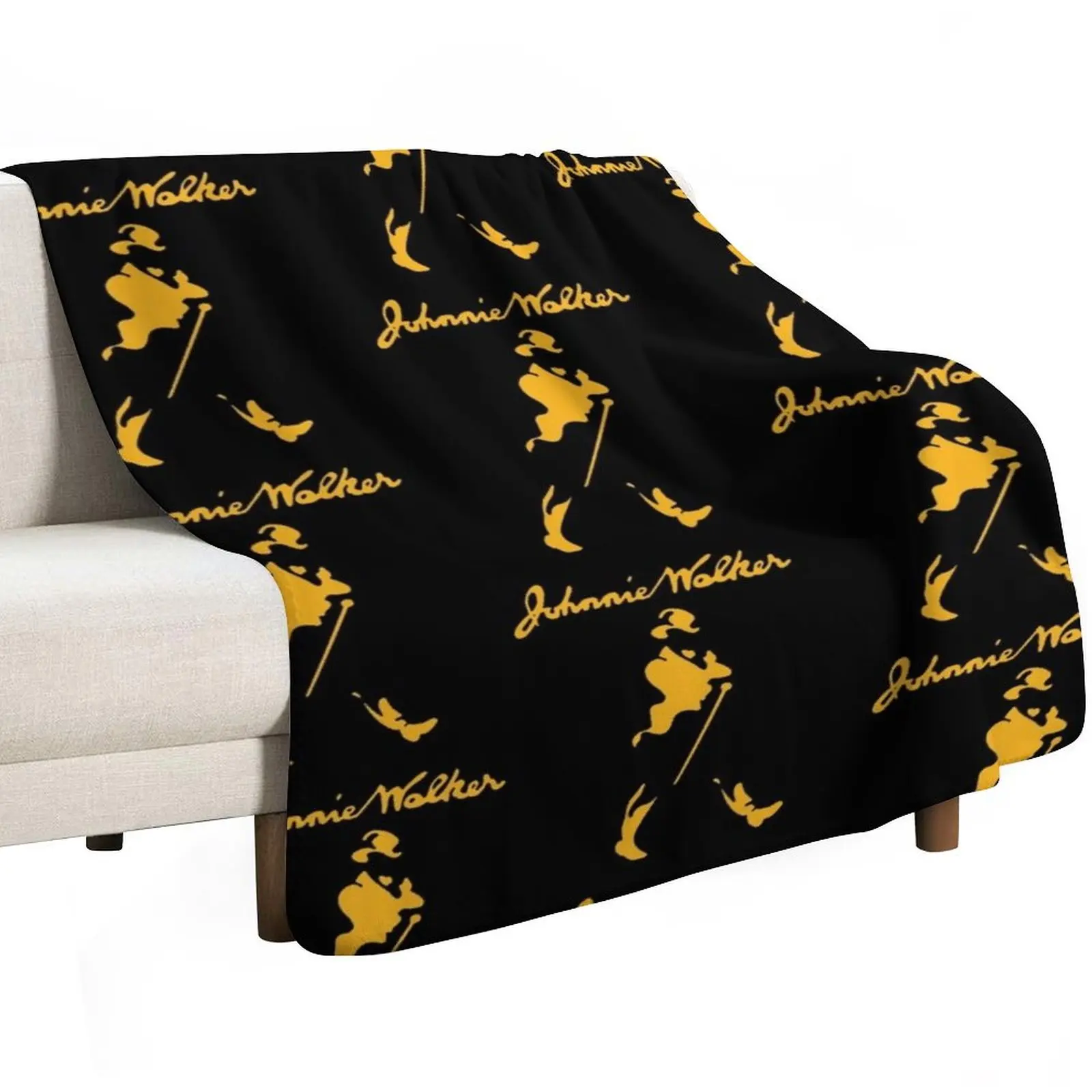 Johnnie Walker Gold Throw Blanket Flannel Fabric Soft Big Decoratives Cute Plaid Kid'S Decorative Sofa Blankets