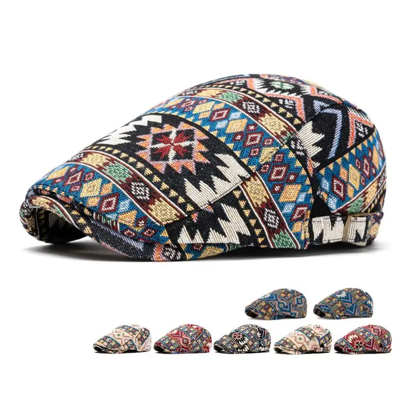 Casquette plate réglable en polyester style gavroche imprimée, style peintre, béret classique pour café, travail, étude, streetwear décontracté