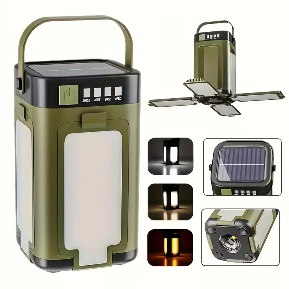 

1 шт. солнечный уличный светильник для кемпинга с 4 лезвиями 90 ° Расширяемая складная солнечная зарядка 2000 мАч портативная подвесная палатка