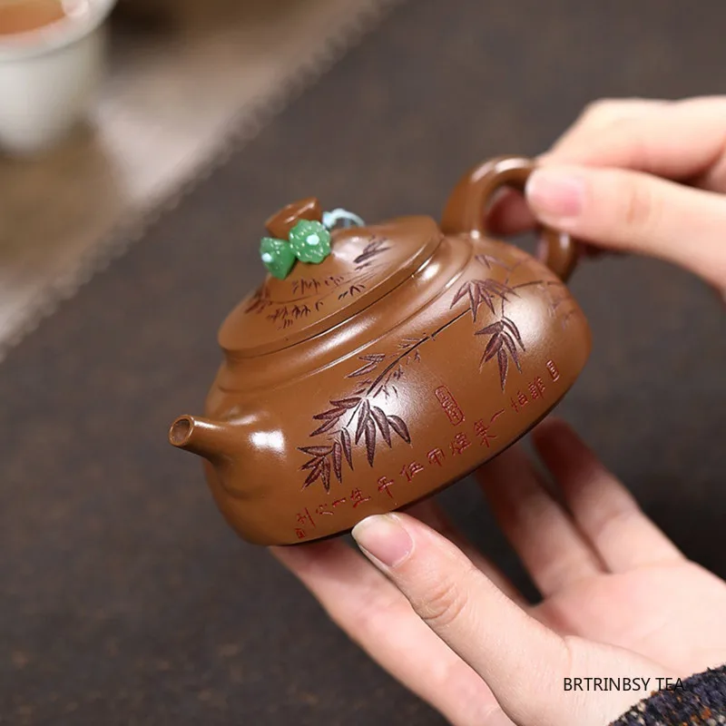 

Chinese Yixing Purple Clay Teapot Household Beauty Tea Pot Handmade Bamboo Leaf Kettle Zisha Tea Set Tradition Teaware 170ml