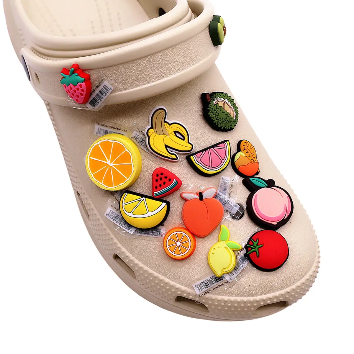 1pcs Original Orange Peach Banana Apple Cherry PVC Shoe Charms Fruits Shapes Designer Sandal Upper Decorations Clogs Accessories