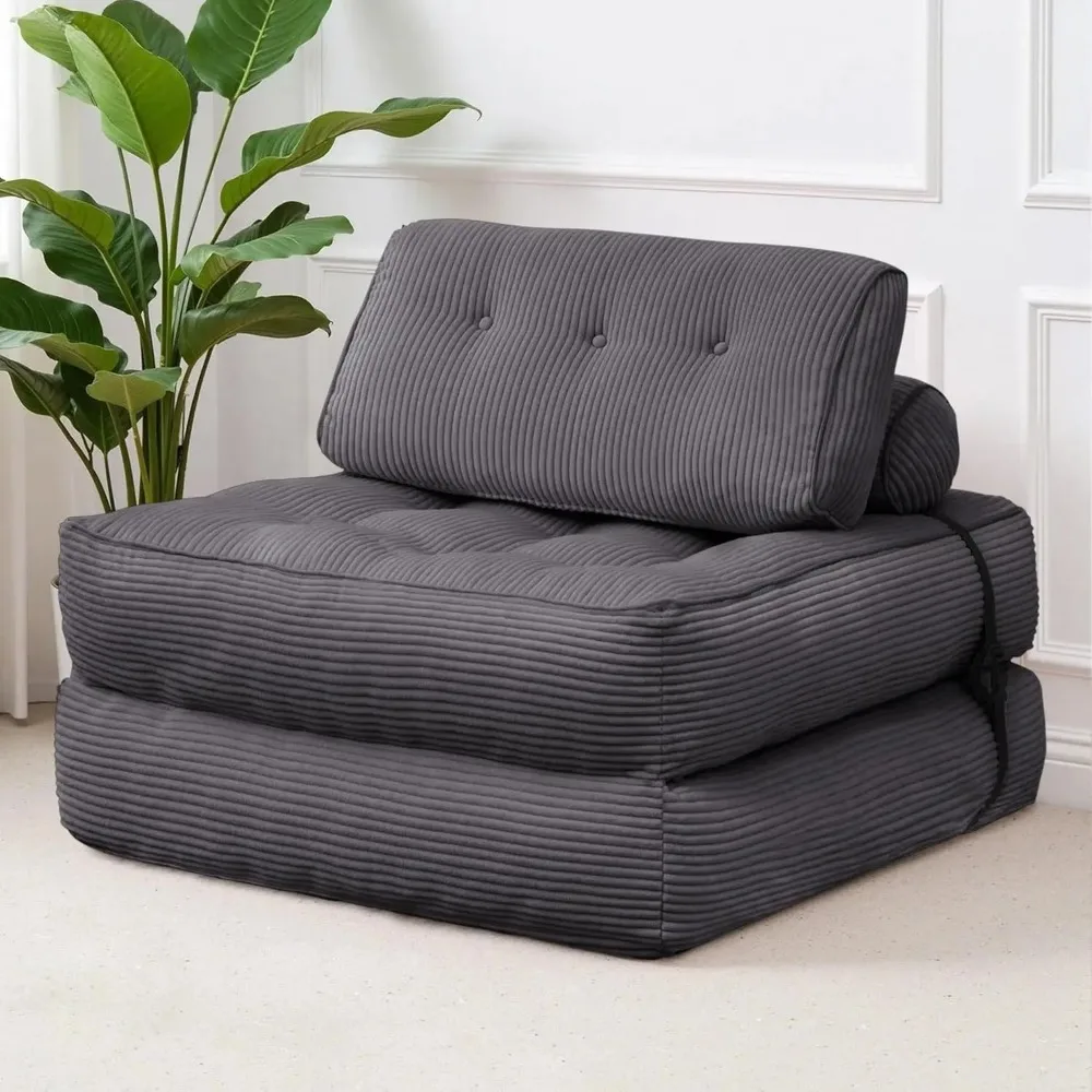 

Folding Sofa Bed, Convertible Sleeper Chair with Back Support & Pillow, Foldable Floor Couch with High-Density Foam, Futon Mattr