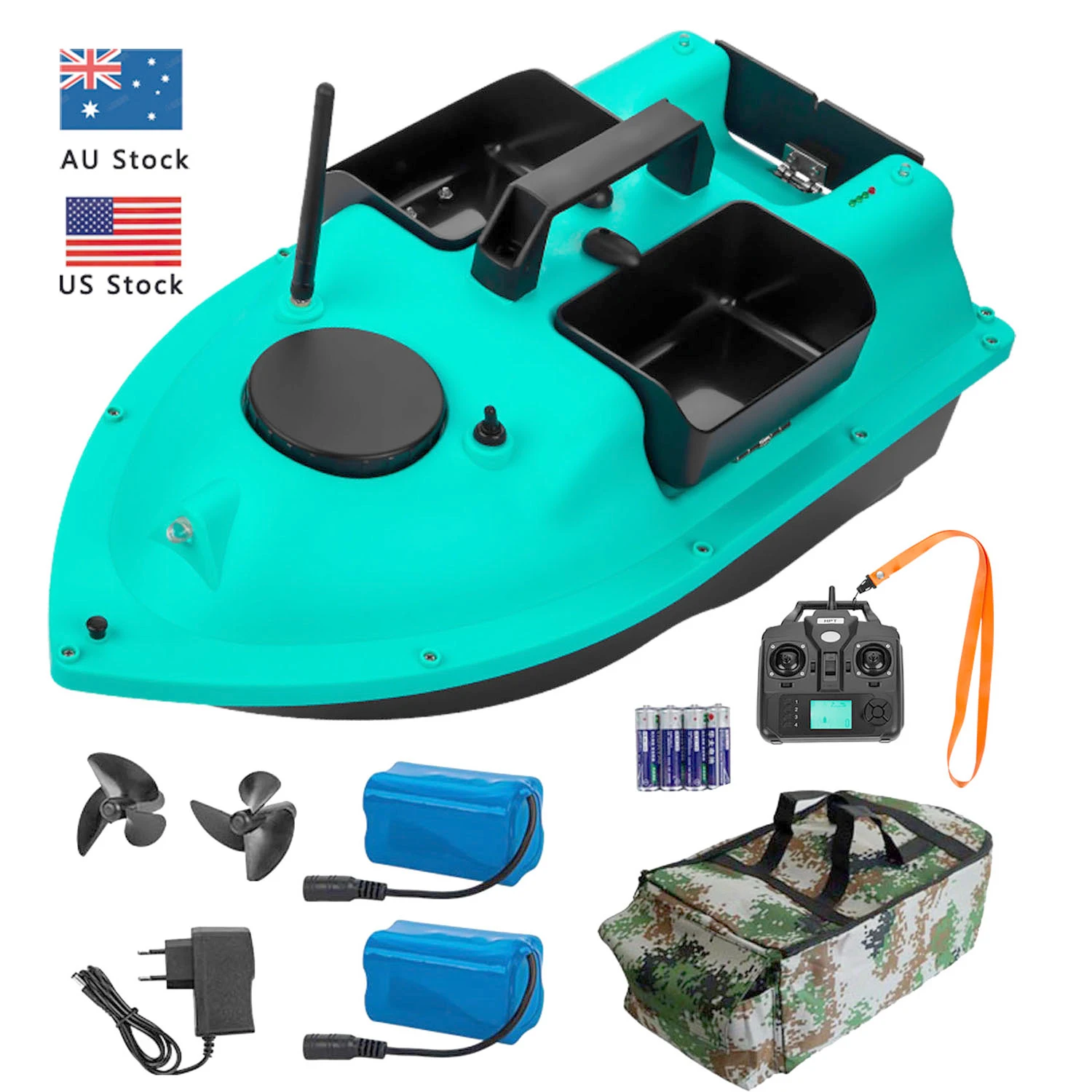 US Stock 2 batterie 3 Bait Hoppers 500m Scafo a lunga distanza Telecomando Barche con esche da pesca Rc con GPS