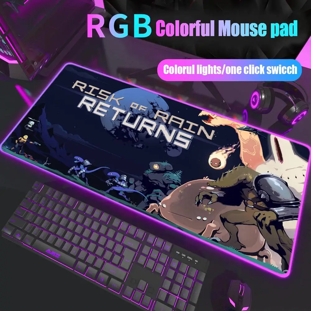

Risk of Rain 2 Mouse Pad Gamer Rgb Desk Mat Back Light Led Mousepad Setup Gaming Accessories Deskmat Big Mousepad Backlight