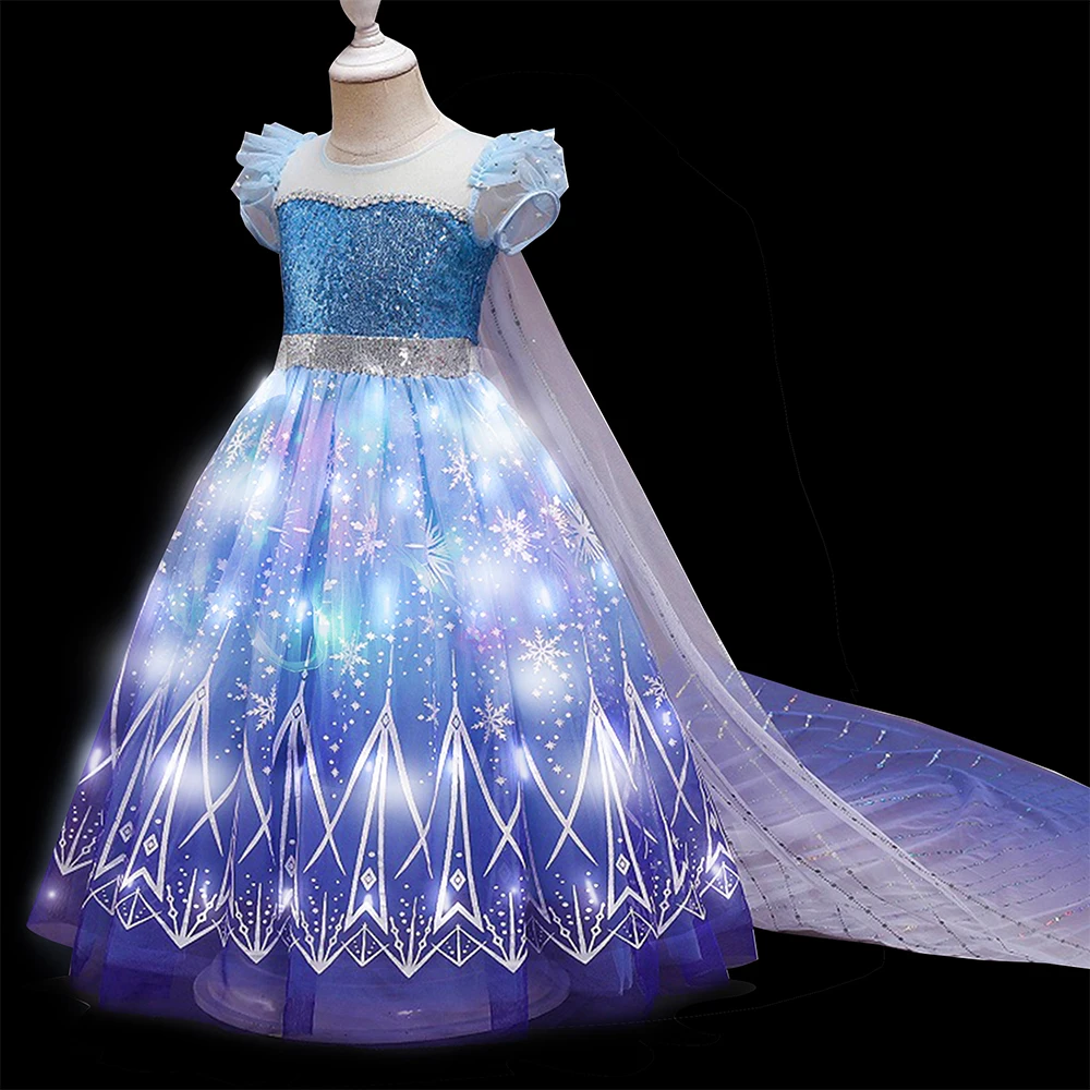 Costumes de fête de cosplay personnalisés pour Halloween, vêtements de princesse Elsa, robe violette de conte de fées pour enfants, tenue pour la journée des enfants