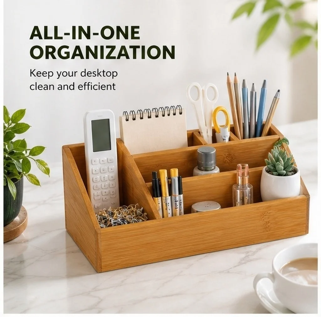 Multi-Grid Desktop Storage Box -Resistant Simple Structure Large Capacity Organizer for Cosmetics Sundries Study