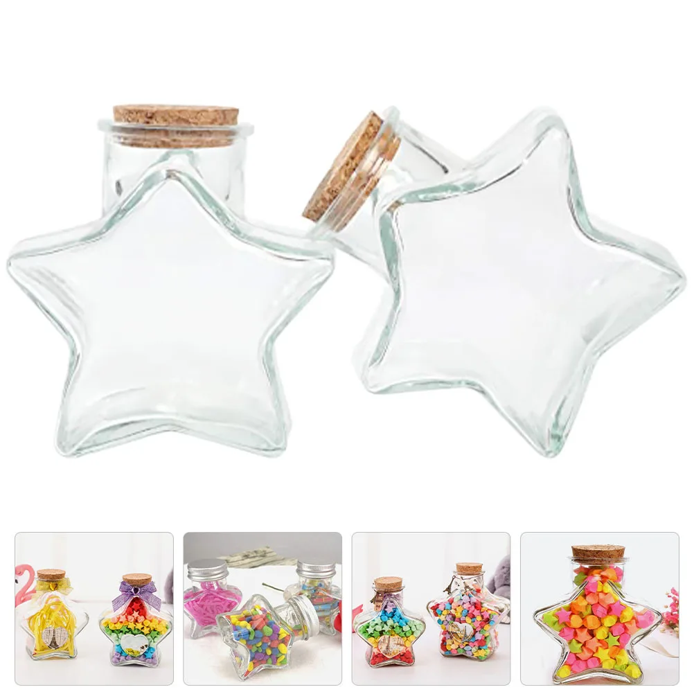 

2Pcs Empty Wishing Bottle Five-Pointed Star Glass Drift Jars Corked for Craft Decor Storage Functional Ornament