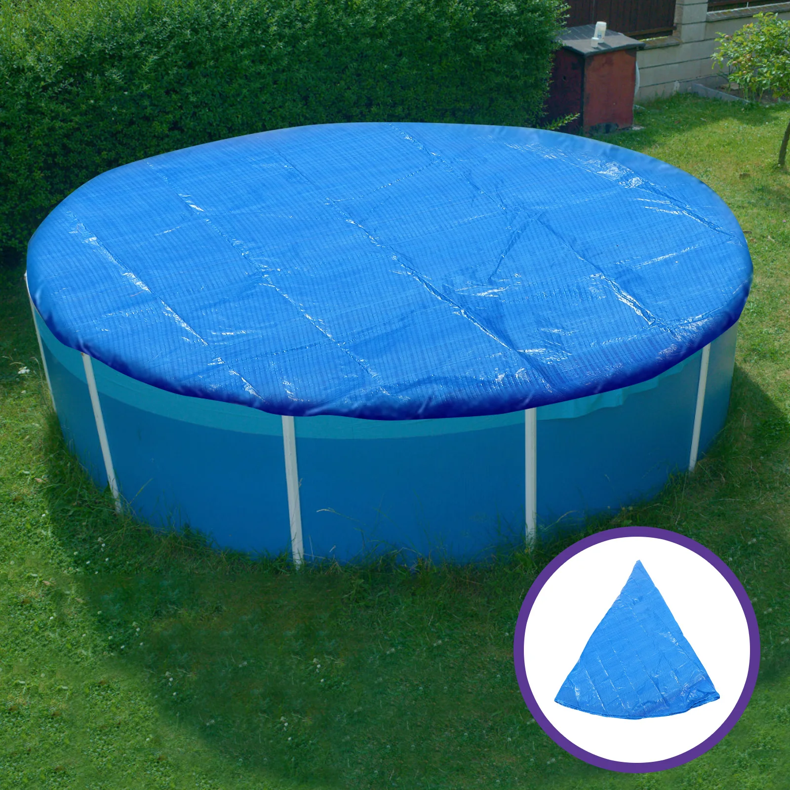 

Round 10-Foot Pool Cover Strong Material for Inflatable Frame Pools All Season Dust Rain Protection Cover