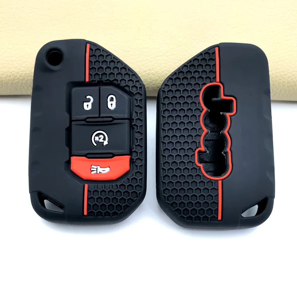 

Для JEEP Grand Cherokee Gladiator Wrangler JT JLU TJ JL Renegade Compass силиконовый чехол для ключей, чехол-держатель, брелок без ключа