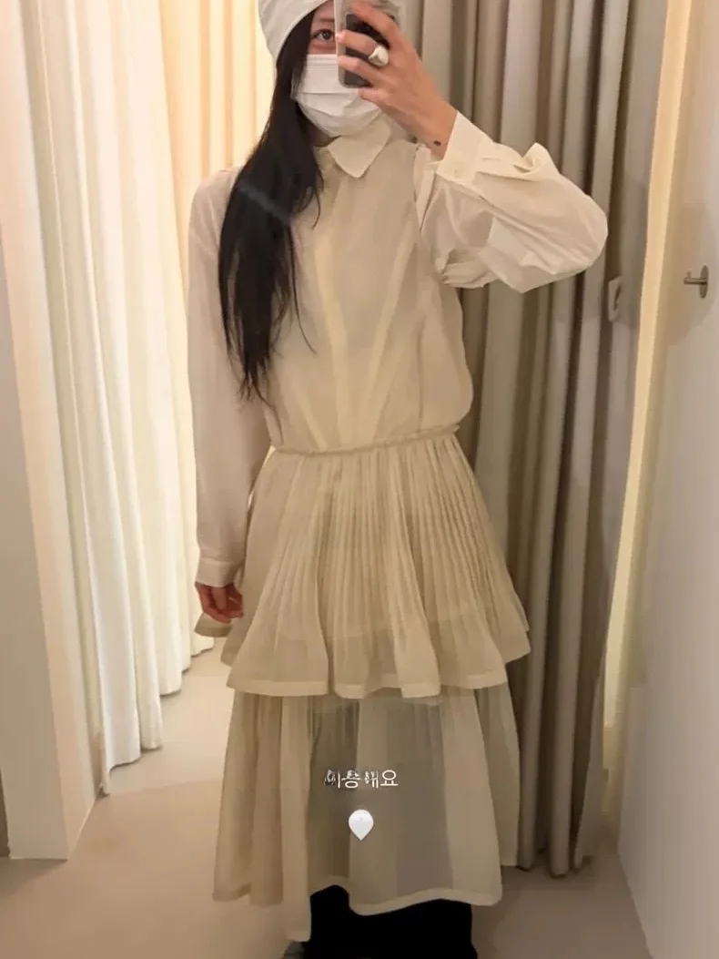 

Korean Style Spring Summer New Arrival East Gate Am Me to Gown Elegant Pleated Sleeveless Vest Dress Loose Waist Polyester Ma...